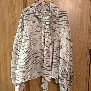 H&M Sheer Zebra Print Blouse - Black and Cream